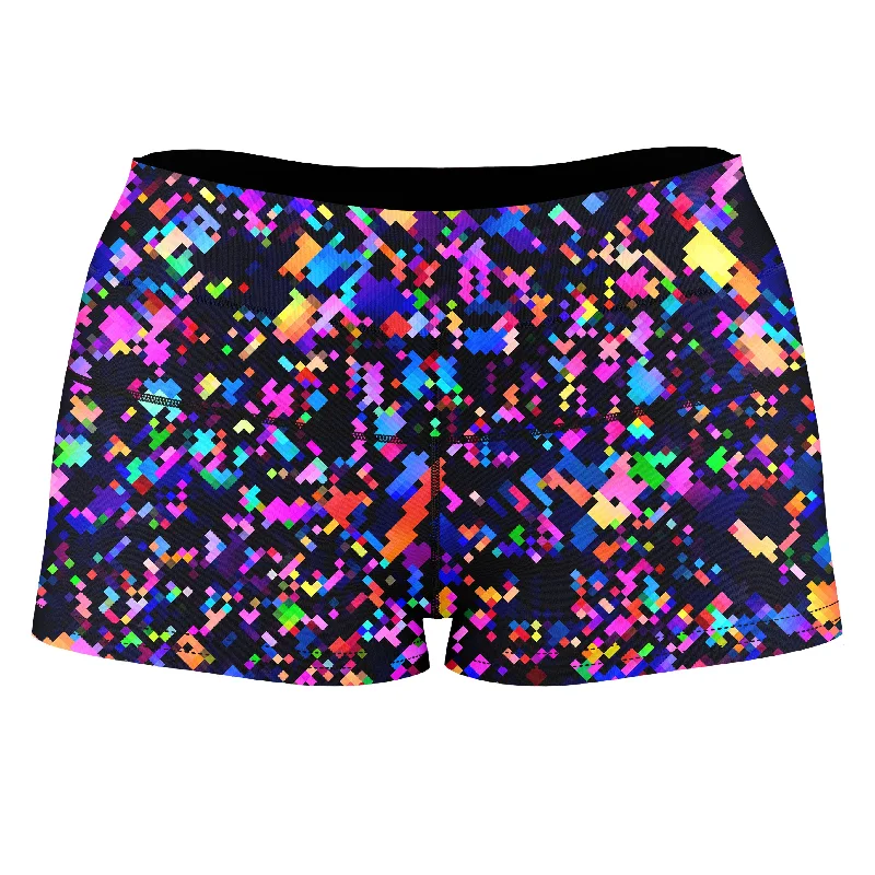 8-Bit Confetti High-Waisted Women's Shorts