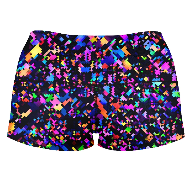 8-bit-confetti-high-waisted-womens-shorts