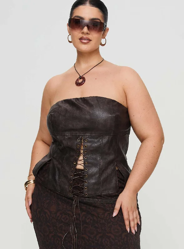 afraid-strapless-faux-leather-top-brown-curve