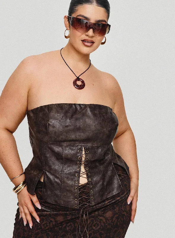 afraid-strapless-faux-leather-top-brown-curve