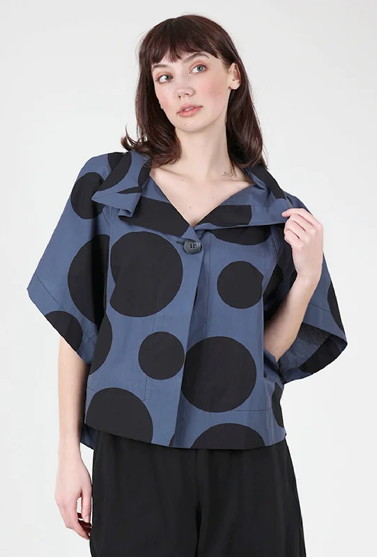 Poplin Dot Shirt Jacket, Navy/Black