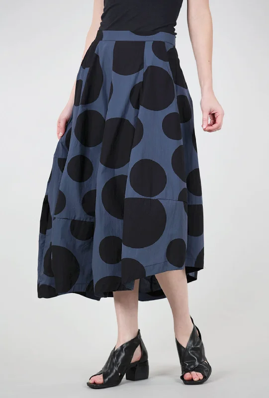 Poplin Dot Skirt, Navy/Black