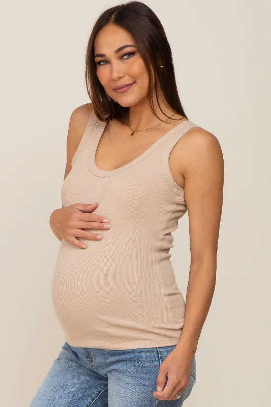 beige-ribbed-basic-maternity-tank