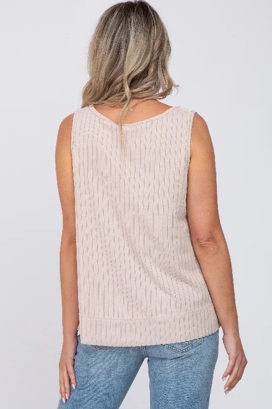 beige-ribbed-raw-hem-maternity-tank-top