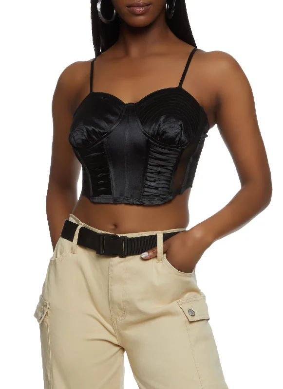 Mesh Detail Crop Bustier Top