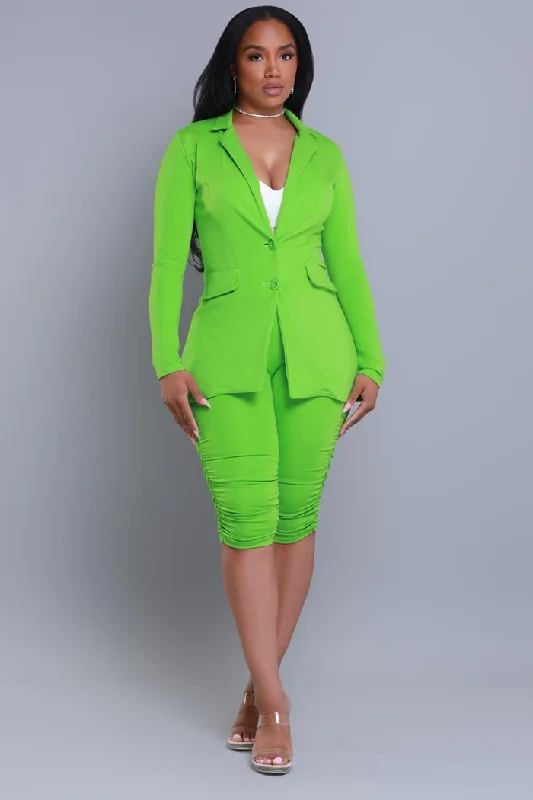 Boss Mood Button Up Blazer - Lime