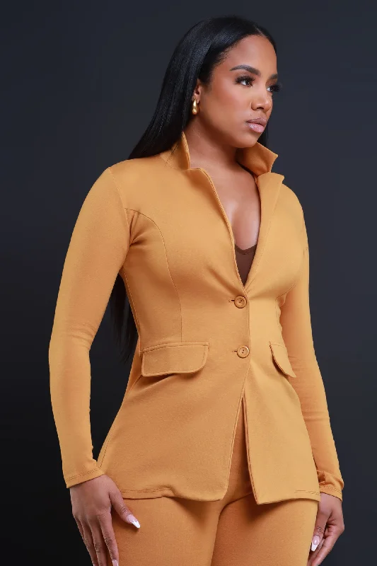 Boss Mood Button Up Blazer - Mustard