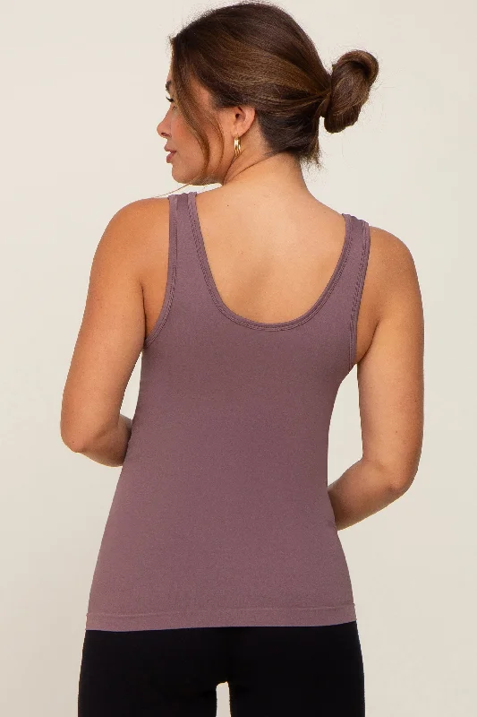 brown-seamless-maternity-tank-top