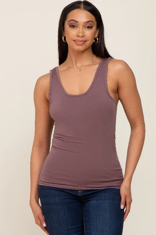 brown-seamless-maternity-tank-top