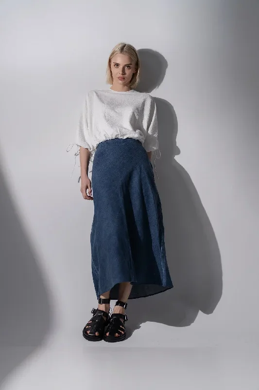 Classic Denim Skirt 35""-Medium Blue