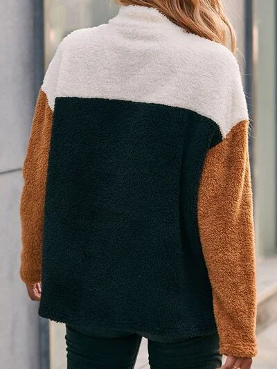 color-block-quarter-zip-dropped-shoulder-sweatshirt