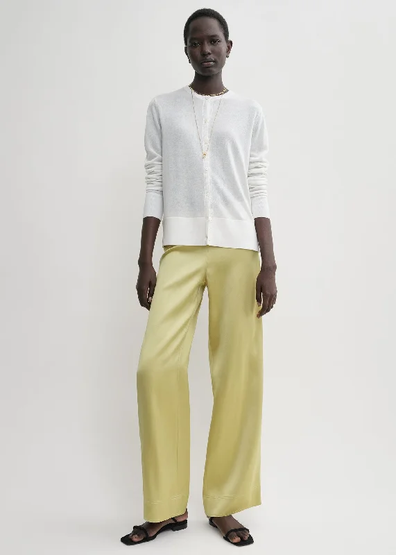 Contrast satin trousers melon