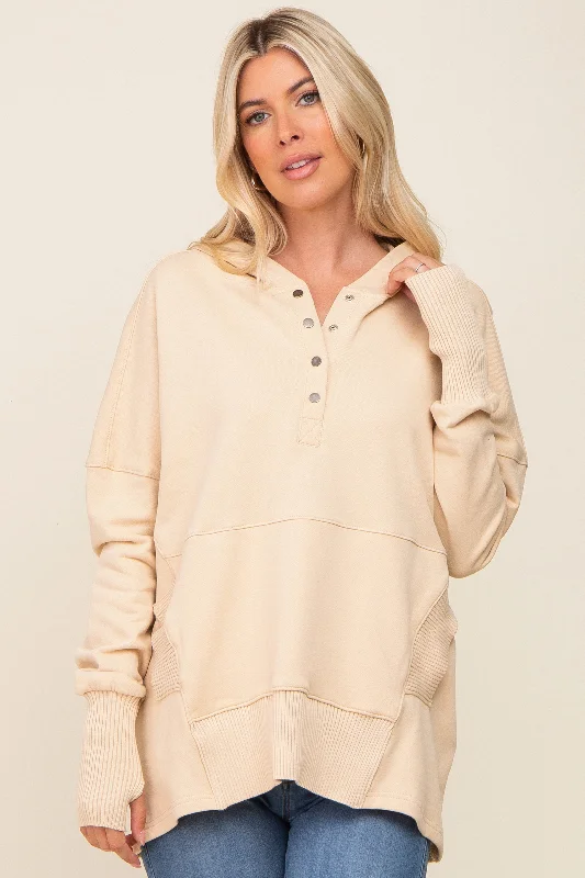 cream-button-front-ribbed-trim-maternity-hooded-sweatshirt