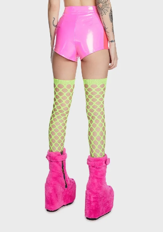 dark-dimension-vinyl-shorts-neon-pink