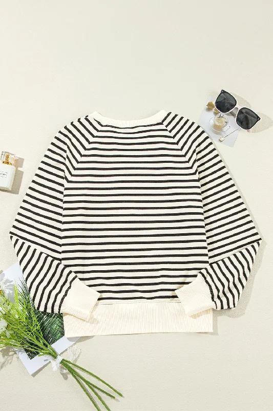 decorative-button-striped-long-sleeve-sweatshirt