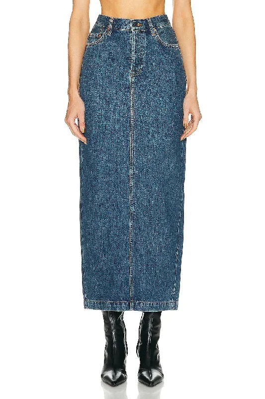 Denim Column Skirt