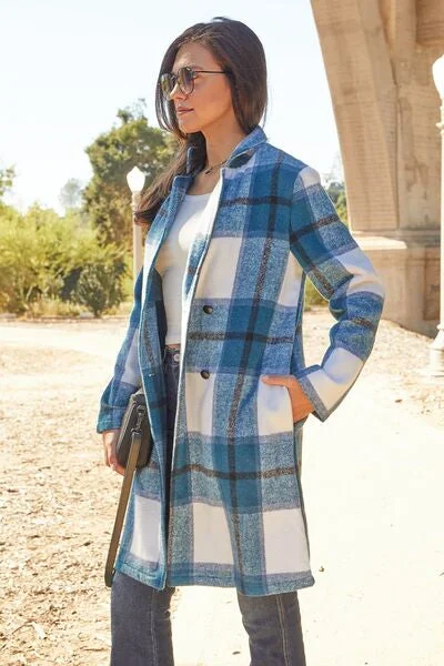 double-take-full-size-plaid-button-up-lapel-collar-coat