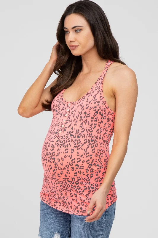 fuchsia-animal-print-racerback-maternity-tank-top