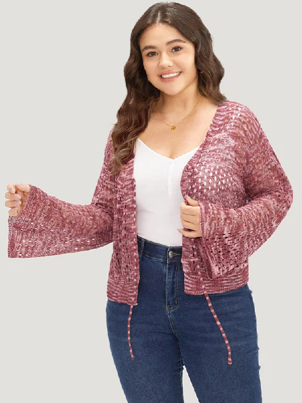 geometric-eyelet-bell-sleeve-ties-front-cardigan