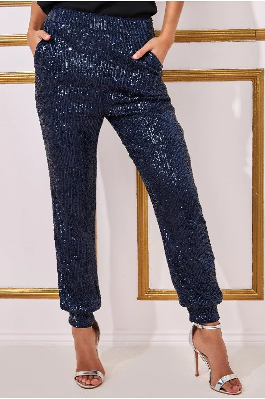 goddiva-sequin-cuffed-ankle-trouser-navy