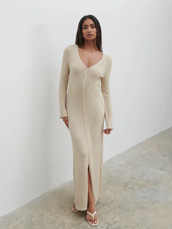 Hazel Knit Maxi Dress - Oatmeal