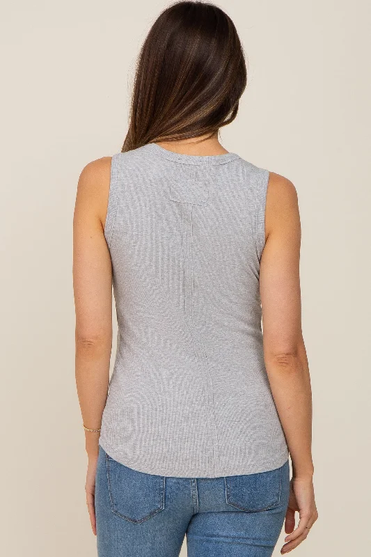 heather-grey-ribbed-round-hem-maternity-tank-top