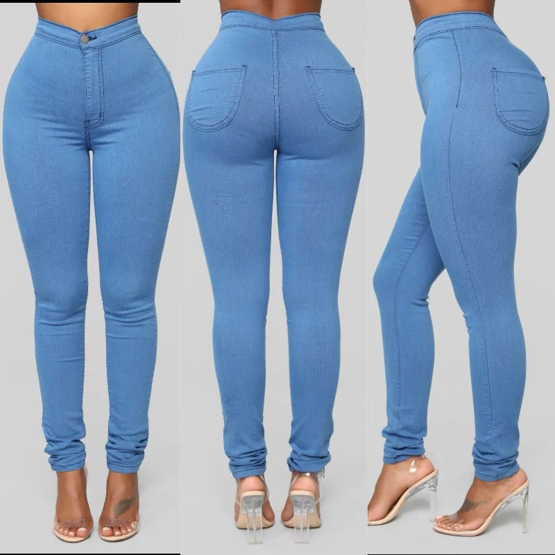 High Waisted Blue Skinny Jeans