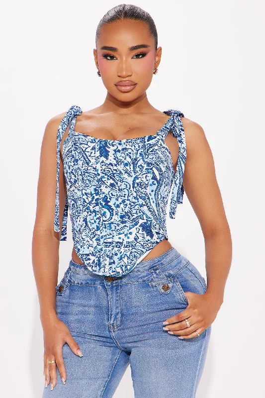 Inner Peace Paisley Corset Top - Blue/combo