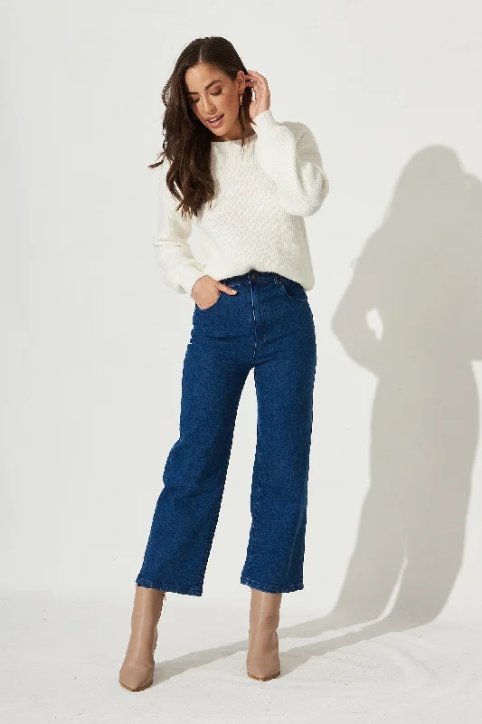 Jordie High Rise Wide Leg Jean In Blue Denim