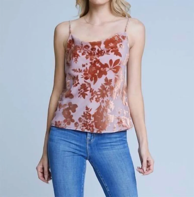 Kay Camisole Tank In Mauve Floral Burnout