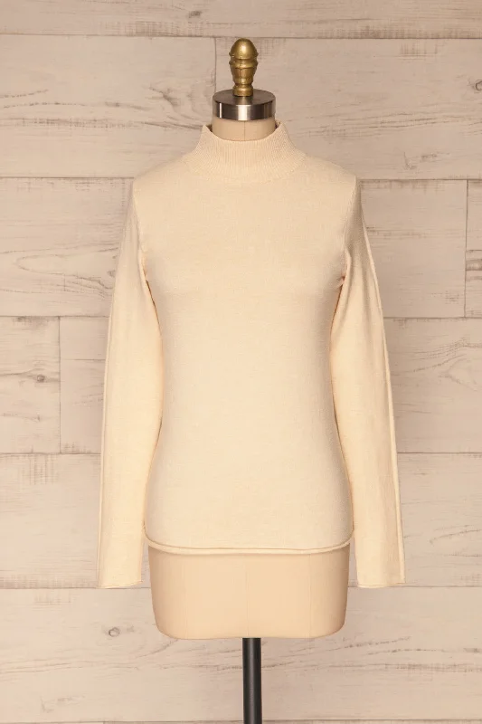 Kuznia Cream | Fitted Mock Neck Top