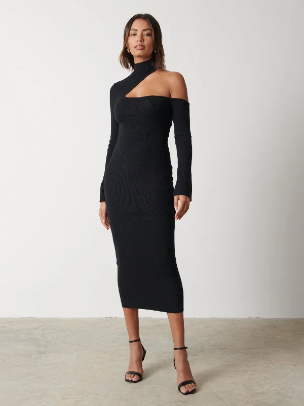 Lillian Cut Out Midaxi Dress - Black