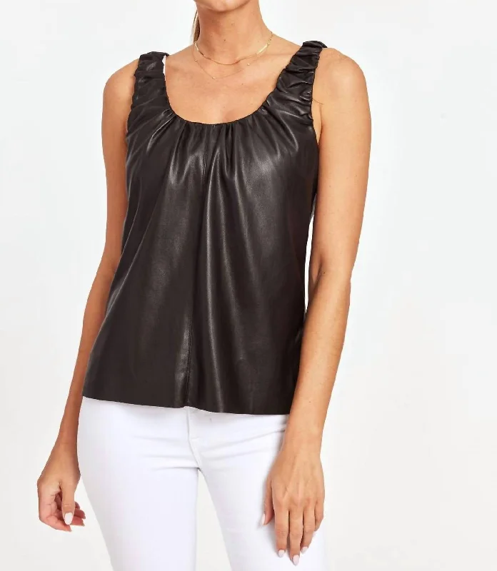 Living In Leather Tank Top In Black