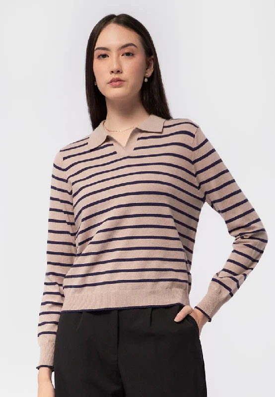 Long Sleeve Stripe Polo Shirt