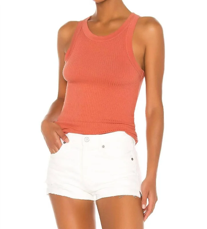 Luxe Rib Bold Sheath Tank In Bisque