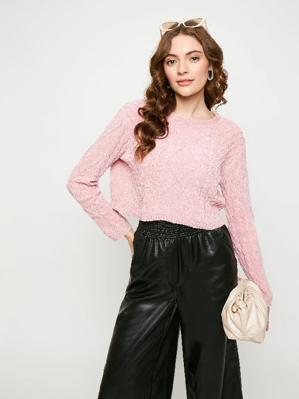 Madame Peach Cable Knit Sweater