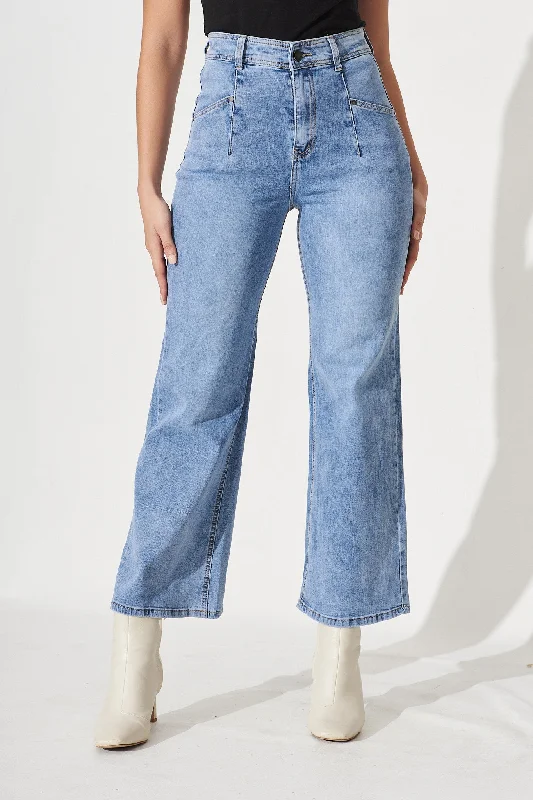 Margaret High Rise Wide Leg Jean In Light Blue Denim