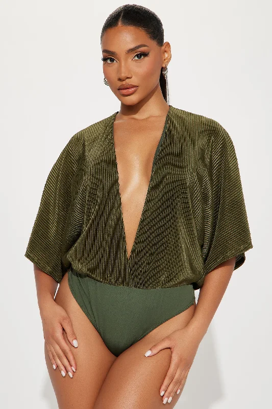 Mariah Plisse Bodysuit - Olive