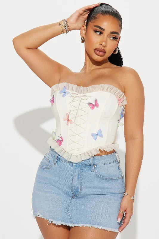 Mariposa Mesh Corset Top - Cream