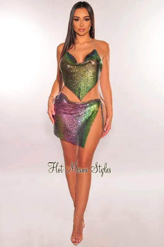 mermaid-metallic-chainmail-slit-mini-skirt