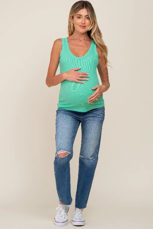 mint-green-ribbed-basic-maternity-tank