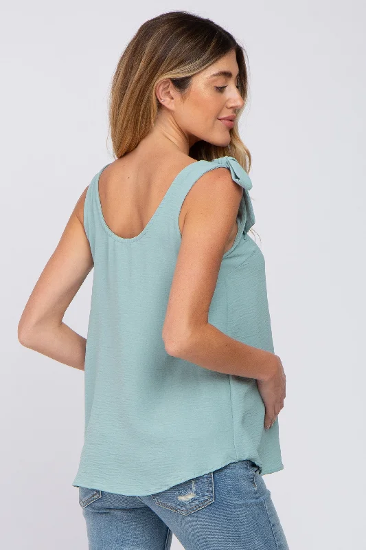 mint-green-shoulder-bow-maternity-tank-top