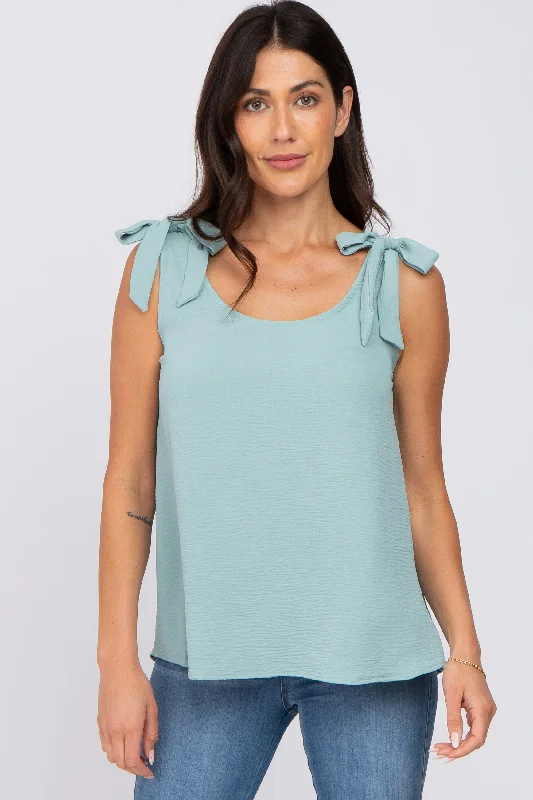 mint-green-shoulder-bow-maternity-tank-top