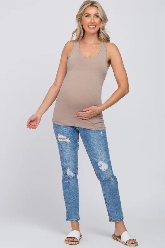 mocha-fitted-maternity-tank-top