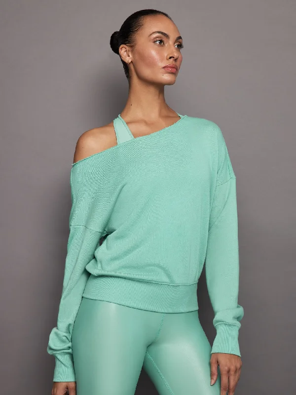 Off Shoulder Sweatshirt in French Terry - Wasabi