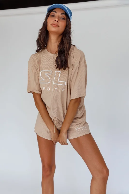 on-track-sl-logo-shorts-camel