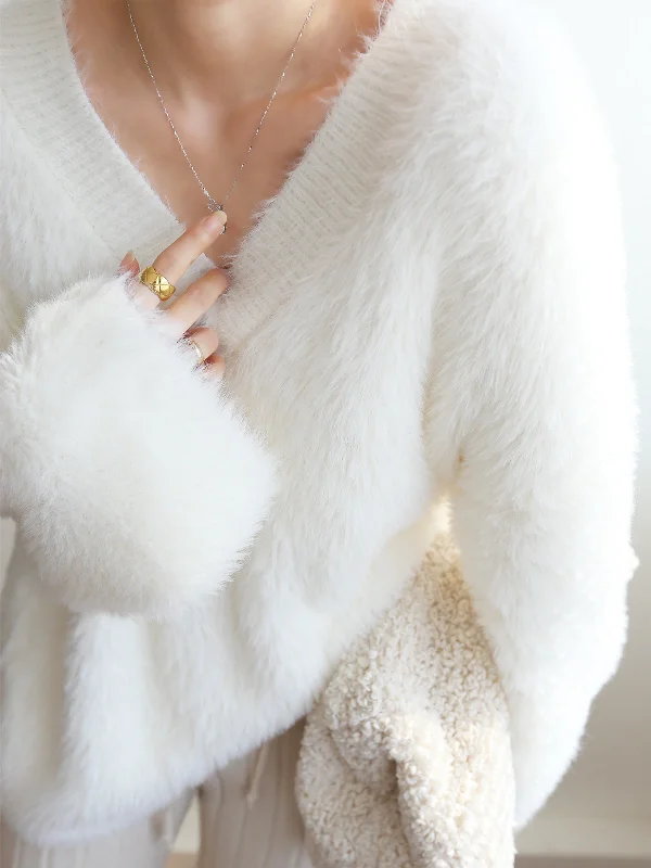 oversized-fuzzy-v-neck-sweater