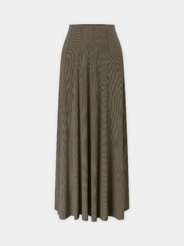 Panel Ribbed Skirt-Olive