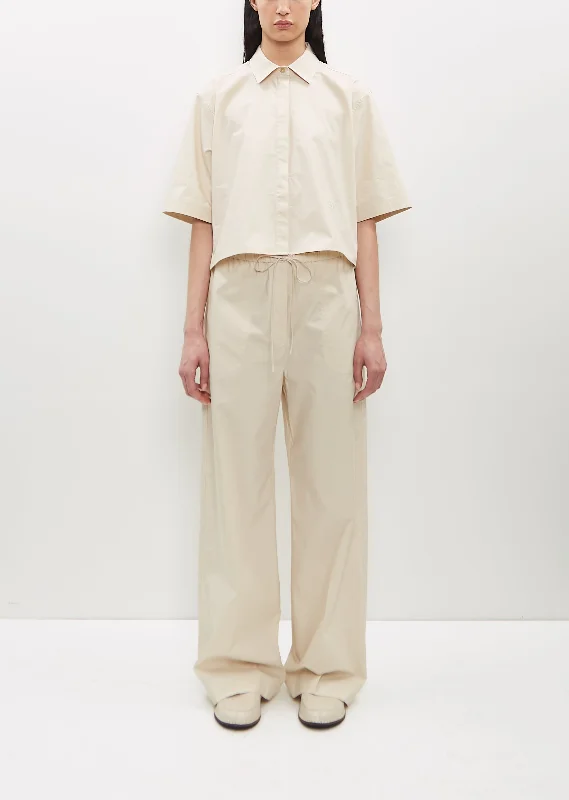 Cotton Drawstring Trousers — Stone