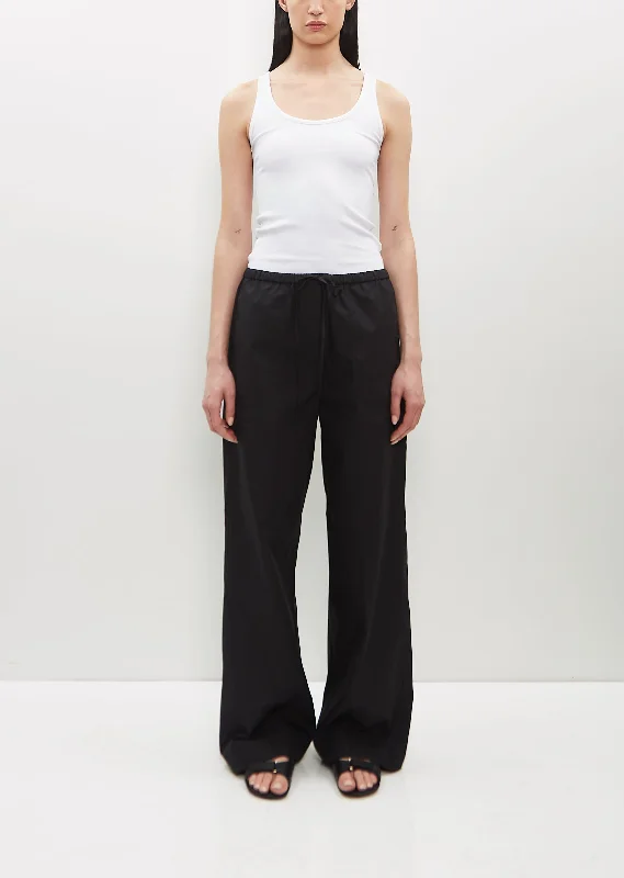 Cotton Drawstring Trousers — Black